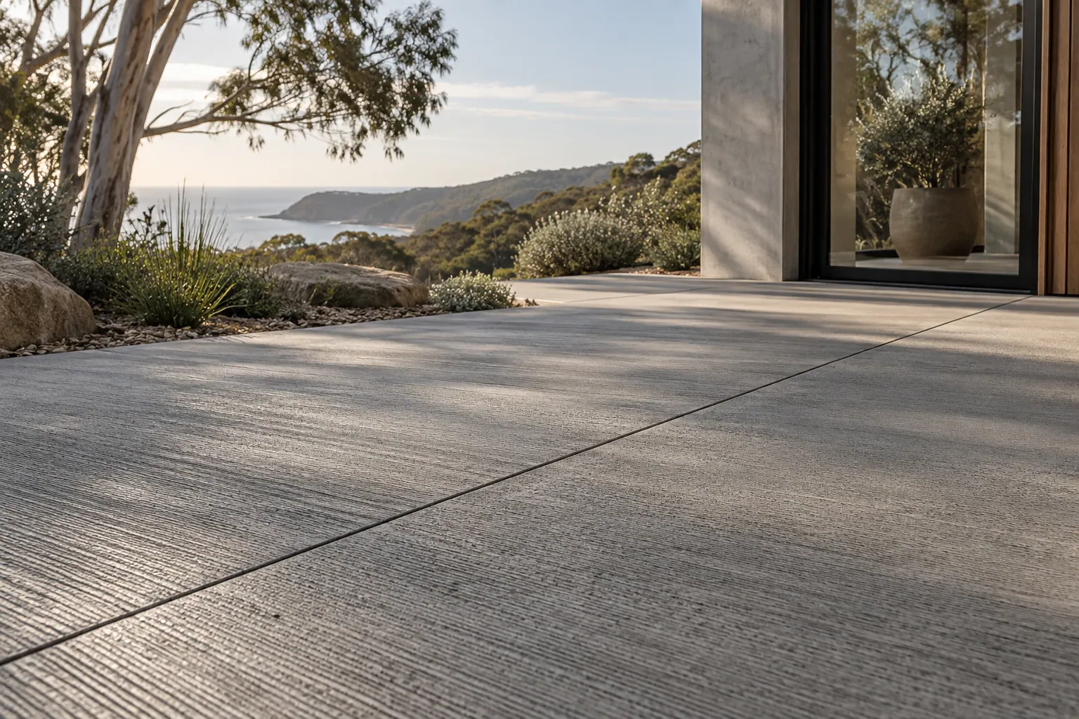 Illustrative concrete finishing project in an Australian setting