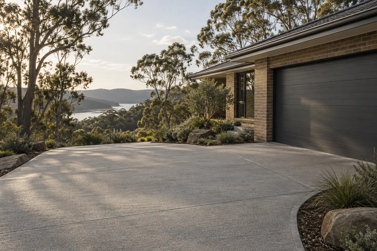 Illustrative plain concrete driveways project in an Australian setting